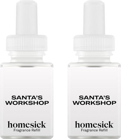 Pura & Homesick Home Scent Refill - Smart Home Air Diffuser Fragrance - Long-Lasting Luxury Scent per Refill - Clean Diffuser Fragrance - Household Essential - 2 Pack, Santa's Workshop