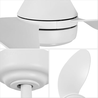 OVAL AIR AIR8000B Albini 22" Contemporary Minimalist 6-Speed Metal Mobile-App/Remote-Controlled Dimmable Smart Integrated LED Ceiling Fan for Living Room, Bedroom, Office, Frost White