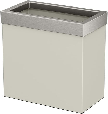 Gatco Small Bathroom Trash Can with Lid, Rectangle 3 Gallon Stainless Steel Wastebasket, Under Sink, Matte Pearl and Satin Nickel, for Bathroom, Bedroom, Office (1939SN)