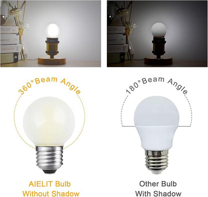 LED 25 Watt Equivalent Frosted Light Bulbs, Daylight White 5000K, 2W Dimmable Globe Bulb, E26 Medium Screw Base LED Edison Bulb for Chandeliers, Ceiling Fan, Table/Desk Lamp, 4 Pcs