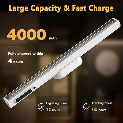 Rechargeable Magnetic LED Light Bar, 4000mAh Wireless Closet Light