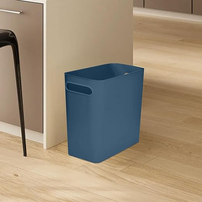 Versatile 1.8 Gallon Plastic Trash Can - The Compact Bin for Bathroom, Kitchen, or Home Office - Blue