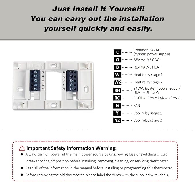 Programmable Thermostat, Thermostat for Home HVAC Systems,Multi-Stage, 2 Heat/2 Cool, Blue Backlight