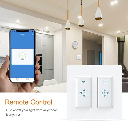 Milfra Smart Switch, Smart Light Touch Switch 2 Gang, Double Smart WiFi Light Switches, Smart Switch 2 Gang Compatible with Alexa and Google Home, Neutral Wire Needed, No hub Required (2Gang)