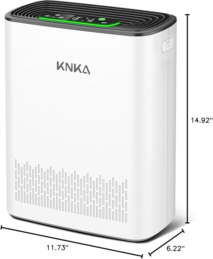 KNKA Air Purifiers for Home Large Room Bedroom Up to 1123 Ft² in 1 Hr, Washable Filters, AQI Display, Turbo Mode, Auto & Sleep Modes, HEPA Air Cleaner for Dust, Pet Hair, Pollen (APH3000)