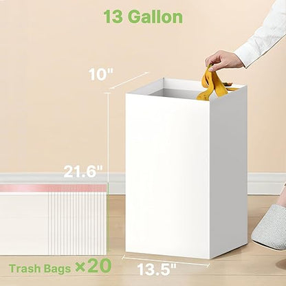 Magicheap Disposable Trash Cans for Parties 16 Pack, 13 Gallon Cardboard Trash Can for Events, Thick Collapsible Garbage Can for Camping - 13.5" L x 10.0" W x 21.7" H, White