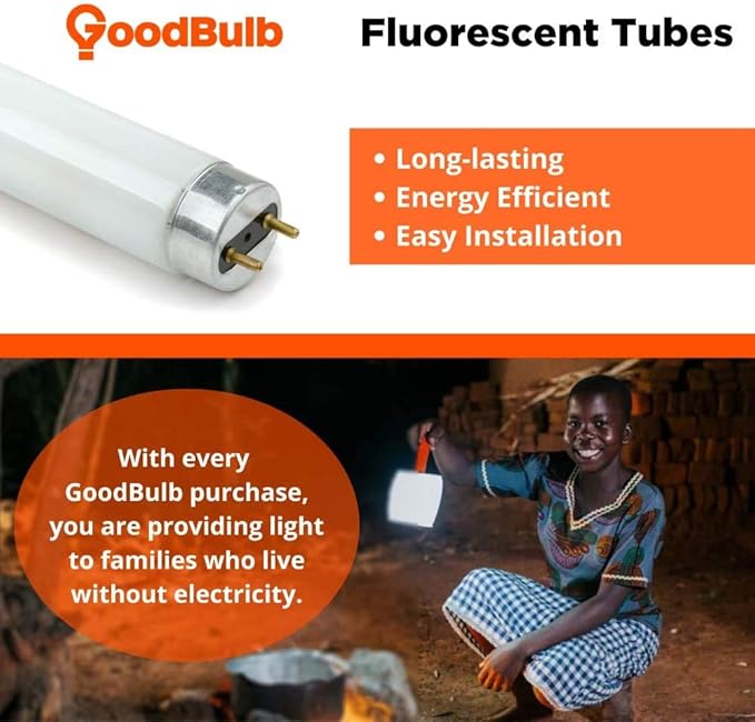 GoodBulb F40T12 40W 48 Inch T12 Fluorescent Light Bulb 5000K Daylight Medium Bi-Pin Base 2250 Lumens 90 CRI 24000 Life Hours Car Dealership Lighting 30 Pack