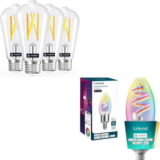 Linkind Matter Smart Light Bulb 2700K-6500K+Matter Smart Light Bulb RGBTW