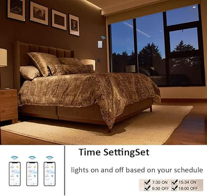 Wireless 2.4GHz Tuya WiFi Smart Light Touch Wall Switch Compatible with Alexa and Google Home for Lamp, Neutral Wire Required, No Gateway Required.Us Standard Electrical(2 Gang White)