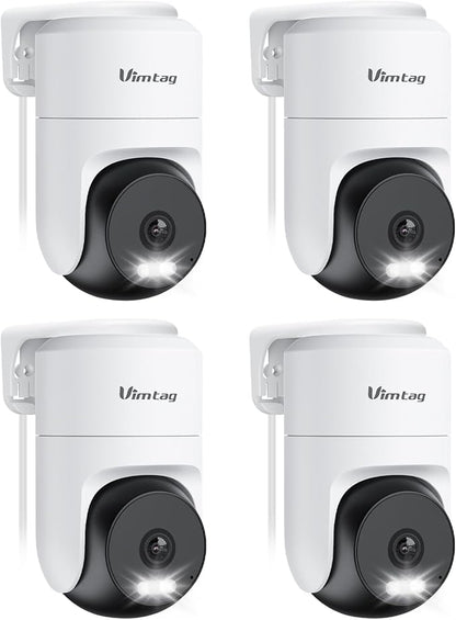 VIMTAG 2.5K 4MP Outdoor Security Camera, Pan/Tilt WiFi Home CCTV Camera, 360° View & Motion Tracking, Color Night Vision, 2-Way Audio, AI Detection Alarm, IP66, Cloud & SD Card Storage, Works w/Alexa