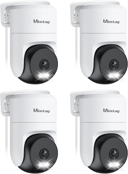 VIMTAG 2.5K 4MP Outdoor Security Camera, Pan/Tilt WiFi Home CCTV Camera, 360° View & Motion Tracking, Color Night Vision, 2-Way Audio, AI Detection Alarm, IP66, Cloud & SD Card Storage, Works w/Alexa