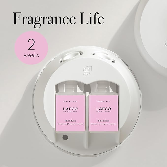 LAFCO New York Pura Smart Device Refill, Blush Rose - Pack of 2 - Vial Delivers Up to 2 Weeks of Fragrance Life - Made in the USA