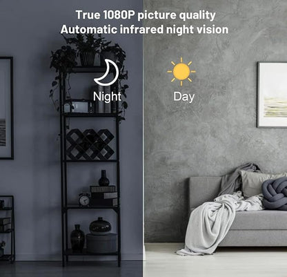 Home Smart 1080P Mini Smoke Camera WiFi Baby Monitor Security Video Nanny Camera Night Vision Motion Detection with App Live Feed
