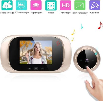 Tbest Digital Peephole Viewer Camera 2.8in TFT LCD Screen, IR Night Vision Doorbell Visual Door Viewer Fits 35-110mm Door Thickness 14-30mm Door Hole Cyclic Storage Camera