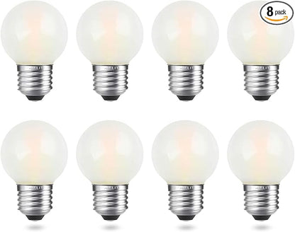 2W Globe Frosted LED Edison Bulb 25 Watts Equivalent, Dimmable Warm White 2700K, Vintage A15/A50 E26 LED Light Bulbs for Bedroom Chandelier, Bathroom Vanity, Table Lamp, 200 lm, 8 Pack