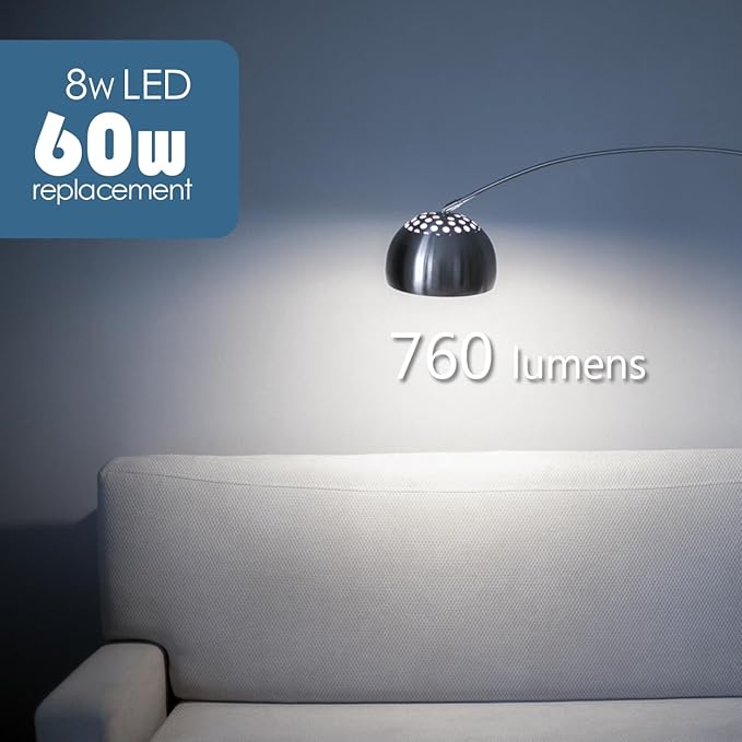 Maelsrlg A19 LED Light Bulbs 60 Watt Equivalent, 90 CRI, Dimmable, Daylight 5000K, 760 Lumens, E26 Base, 120V, 8W LED Bulbs for Bedroom Living Room, 8-Pack