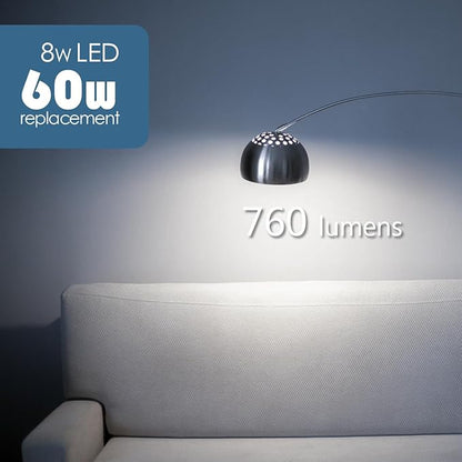 Maelsrlg A19 LED Light Bulbs 60 Watt Equivalent, 90 CRI, Dimmable, Daylight 5000K, 760 Lumens, E26 Base, 120V, 8W LED Bulbs for Bedroom Living Room, 8-Pack