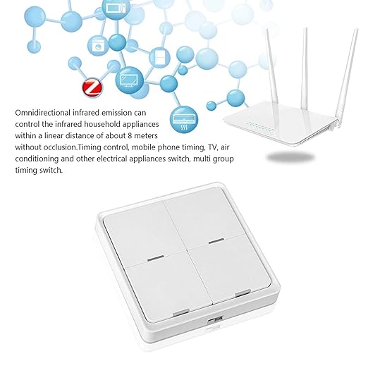 FTVOGUE Wireless 4 Gang Scene Panel No Wiring Needed Stick on Wall Tuya Smart Life for Home Automation