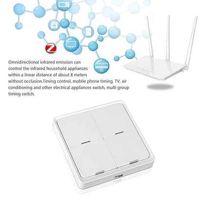 FTVOGUE Wireless 4 Gang Scene Panel No Wiring Needed Stick on Wall Tuya Smart Life for Home Automation