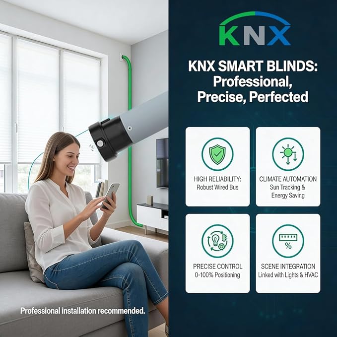 24V KNX Smart Awning Motor, 45mm Tubular Blind Motor Kit for Outdoor Windproof Roller Shades, Heavy Duty Automatic Shade Opener (20 N.m for Φ60mm（2-3/8"） Octagonal Tube)