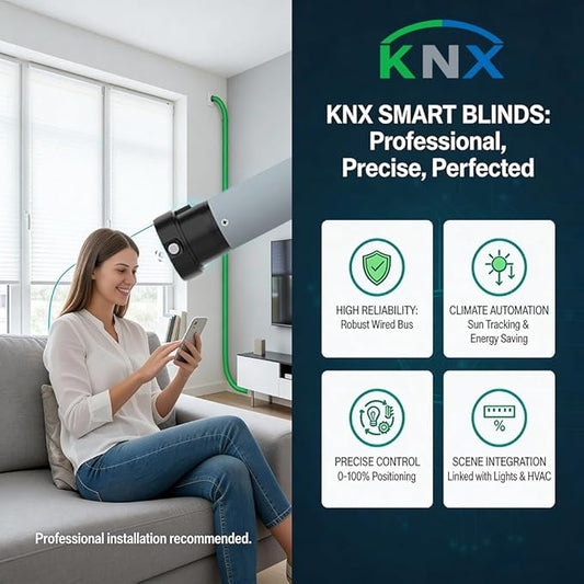 24V KNX Smart Awning Motor, 45mm Tubular Blind Motor Kit for Outdoor Windproof Roller Shades, Heavy Duty Automatic Shade Opener (20 N.m for Φ55mm （2-1/8") Octagonal Tube