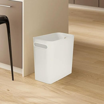 Versatile 1.8 Gallon Plastic Trash Can - The Compact Bin for Bathroom, Kitchen, or Home Office - White