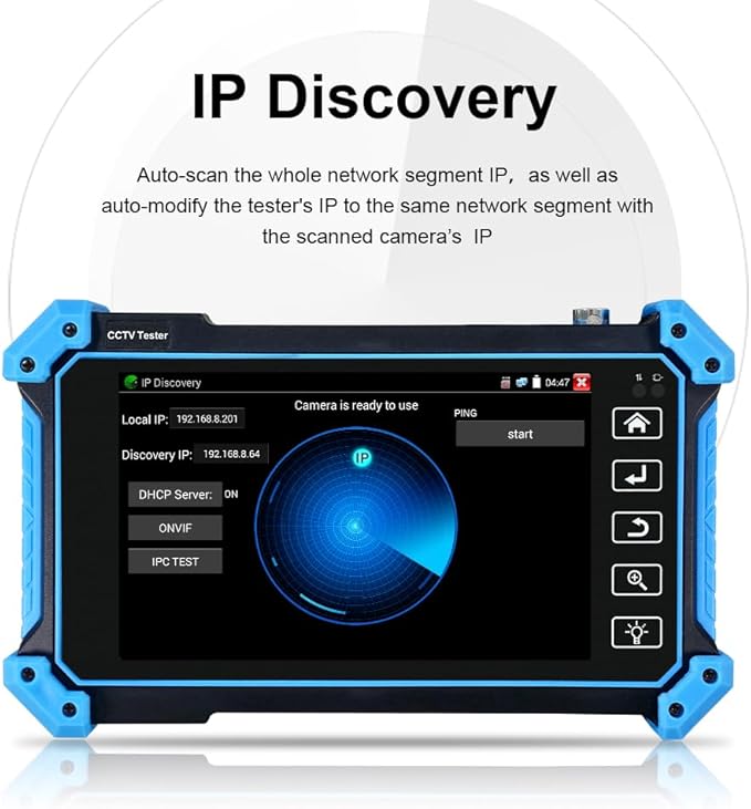 EVERSECU CCTV IP Camera Tester Monitor with Cable Tracer, 8MP AHD CVI TVI CVBS IP Camera Test 4K HD Display Video Monitor 5inch IPS Touch Screen IPC Tester with POE PTZ WiFi RS485 HDMI & VGA Input