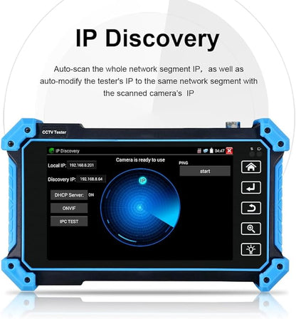 EVERSECU CCTV IP Camera Tester Monitor with Cable Tracer, 8MP AHD CVI TVI CVBS IP Camera Test 4K HD Display Video Monitor 5inch IPS Touch Screen IPC Tester with POE PTZ WiFi RS485 HDMI & VGA Input