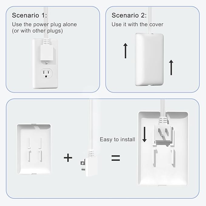 CABOCASA 3FT Ultra Flat Plug Extension Cord Power Strip with Multi Outlets, Patented Detachable Ultra-Thin Outlet Concealer & Ultra-Flat Plug, Ideal for Home Improvement, Hide Bulky and Messy Cords