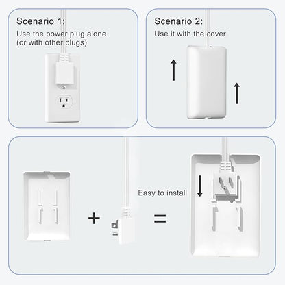 CABOCASA 3FT Ultra Flat Plug Extension Cord Power Strip with Multi Outlets, Patented Detachable Ultra-Thin Outlet Concealer & Ultra-Flat Plug, Ideal for Home Improvement, Hide Bulky and Messy Cords