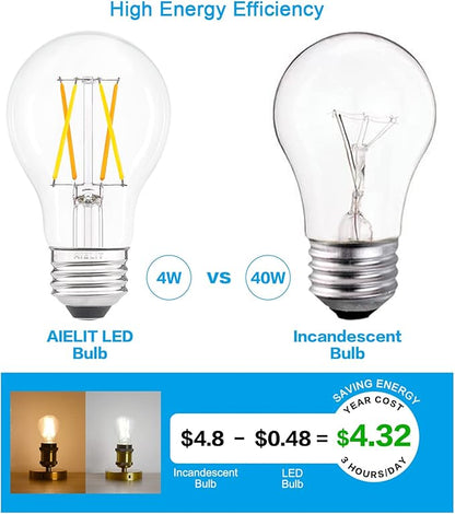 Remote Control Smart Edison A19 LED Light Bulbs- E26 Standard Base- Dimmable 4W(40W Equivalent)- Adjustable Color Temperature (2700K- 5000K)- No App or Wi-Fi Required- Remote Included- 4 Pack
