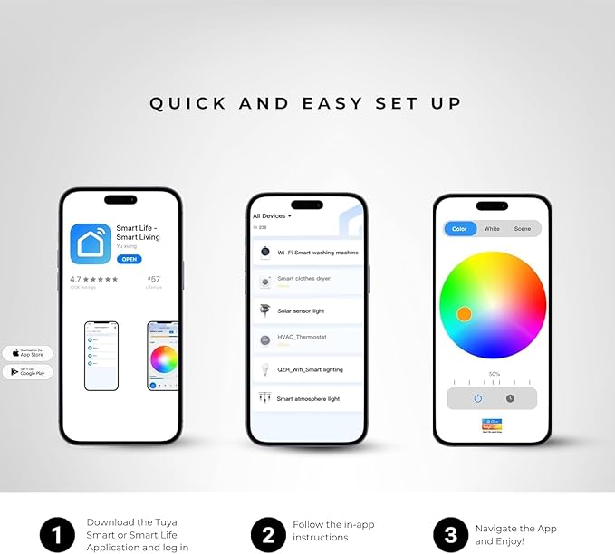 Ozarke Smart LED Bulb Smart Light Bulbs Alexa Compatible, Google Assistant, Color Changing Controlled Light Bulb 2700K-6500K RGB Dimmable (Bluetooth, 6, Count)