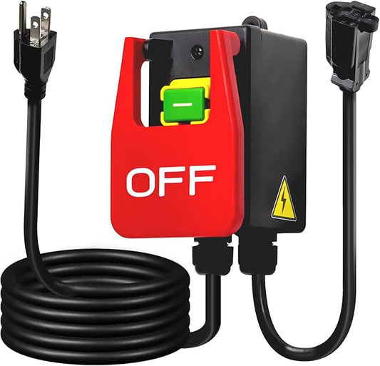 POWERTEC 120V Single Phase On/Off Magnetic Paddle Switch, 9 Amps w/ 5.5 Ft Standard Cords, Knee Paddle for Power Tools, Fits Table Saw, Router Table, Drill Press, Bench Saw, Bandsaw (71755)