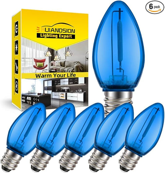 Ruiandsion E12 LED Bulb 110V Blue Screw Base for Display Cabinet Photography Christmas Strings Chandeliers Night Lights Pack of 6
