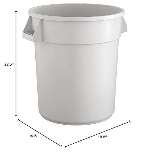 20 Gallon White Round Commercial Trash Can, Heavy-Duty Food Grade NSF Certified, Perfect for Restaurant, Office, School, Garage, Backyard, Workshop, Warehouse