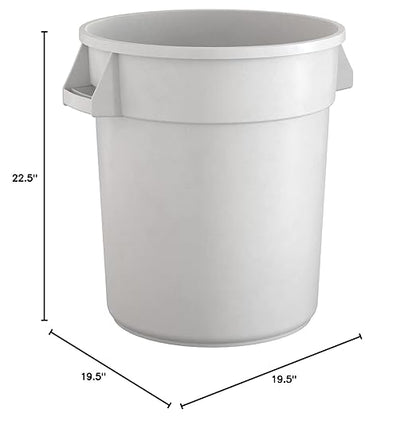 20 Gallon White Round Commercial Trash Can, Heavy-Duty Food Grade NSF Certified, Perfect for Restaurant, Office, School, Garage, Backyard, Workshop, Warehouse