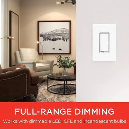 UltraPro Smart Dimmer Light Switch, White, Paddle, 1 Pack