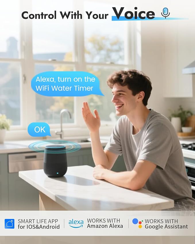 Insoma 2-Zone WiFi Water Timer for Garden Hose, WiFi Hose Timers with Brass Inlet, No-Gateway 2.4GHz Remote APP & Voice Control (Alexa/Google), Rain Delay & Manual Mode for Yard Lawn Garden Watering