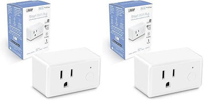Feit Electric Smart Plug, WiFi Plug Compatible with Alexa and Google Home, Indoor Plug, No Hub Required, 2.4Ghz Network, Remote Control from Anywhere, 15 AMP, Smart Outlet Plug, White (Pack of 2)