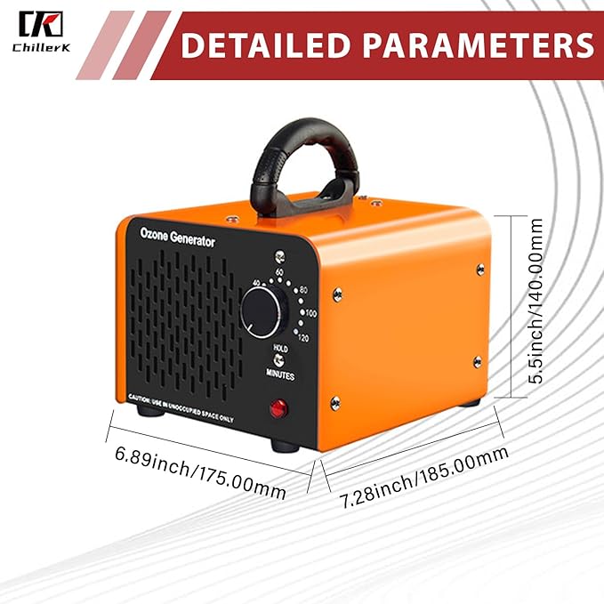 Ozone Generator 96,000mg, Commercial Ozone Machine Odor Removal, High Capacity O3 Ionizer Air Purifier Deodorizer, Portable Mini for Car, Home, Smoke, Pets, Industrial -Orange