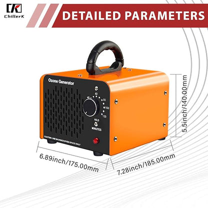 Ozone Generator 96,000mg, Commercial Ozone Machine Odor Removal, High Capacity O3 Ionizer Air Purifier Deodorizer, Portable Mini for Car, Home, Smoke, Pets, Industrial -Orange