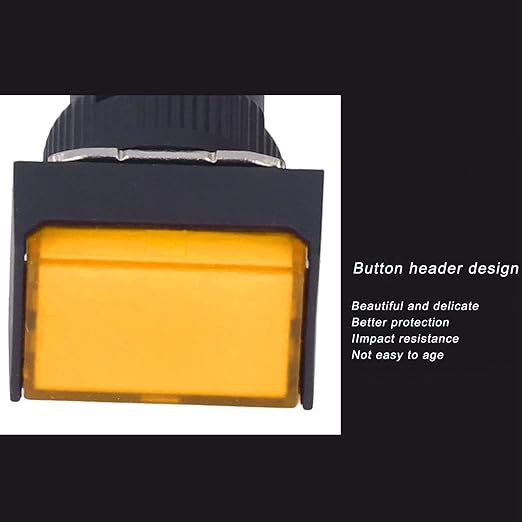 25Pcs Micro Squares Push Button Switch 16mm 12V Self Locking with Light ABS Brass for Automation Equipment DIY Electrical Installation (Yellow)