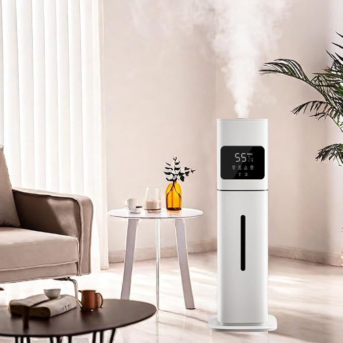 Smart White Humidifier, 2.1Gal/8L Large Capacity Cool Mist Humidifier with 3 Mist Levels, Auto Humidity Control, Timer & Auto Shut-Off, LED Panel & Remote, 360° Nozzle for Nursery, Office, Plants