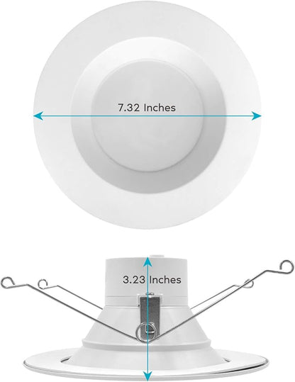 LUXRITE 5/6 Inch LED Recessed Retrofit Downlight, 14W=90W, CCT Color Selectable 2700K | 3000K | 3500K | 4000K | 5000K, Dimmable Can Light, 1100 Lumens, Wet Rated, Energy Star, Smooth Trim (6 Pack)