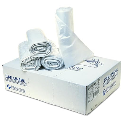 Inteplast Group S366014N 55 Gallon Capacity, 60" Length x 36" Width x 14 Mic Thickness, Natural Color, HDPE Commercial Coreless Institutional Trash Can Liner (Case of 8 Roll, 25 Bags per Roll)