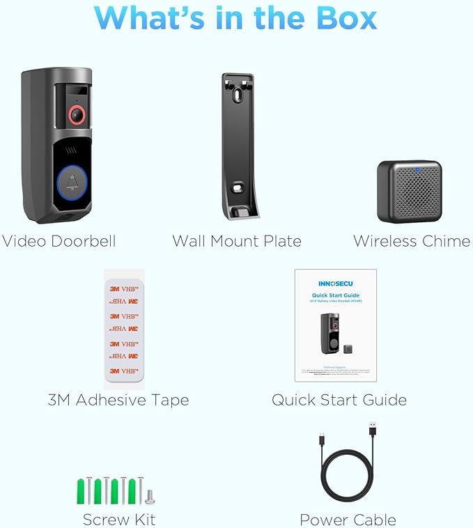 Wireless Battery Video Doorbell Camera 1080P with Chime, 92° Angle View with Pan Rotation 60°, Two Way Audio, AI Motion Detection, IR Night Vision and Cloud Storage, 2.4G Wi-Fi only