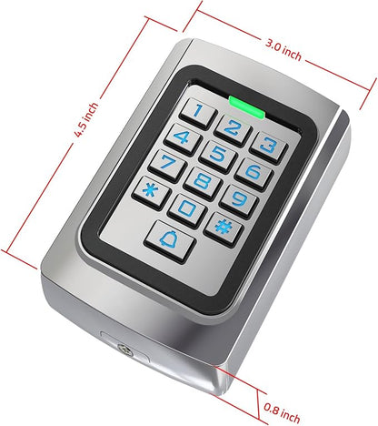 WiFi Access Control Keypad, 12V DC Wireless WiFi TUYA Door Keypad, PIN Code & ID Card Metal Key pad, IP68 Waterproof, 2000 Users, for Garage Door, Gate Opener and Access Control Systems