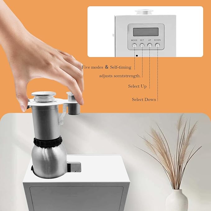 4000 Sq.Ft HVAC Smart Scent Diffuser for Home All-Metal Material. Suitable for Large residences, Hotels or Offices. Capacity 500 ml. Supports Bluetooth APP Control.
