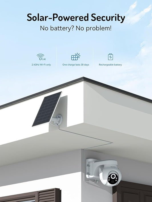 blurams 2Pack Solar Outdoor Camera Wireless, 2K 360° PTZ Security Cameras Wireless Outdoor with Human Auto Tracking, IR/Color Night Vision, Battery Powered, 2.4GHz Only