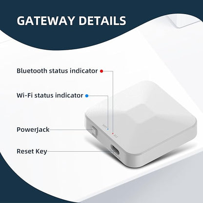 TUYA Smart Lock WiFi Gateway, G2 Gateway for Smart Door Lock, Easy Install Remote Keyless Entry, Zigbee Hub & Bluetooth to WiFi Bridge for Tuya Devices